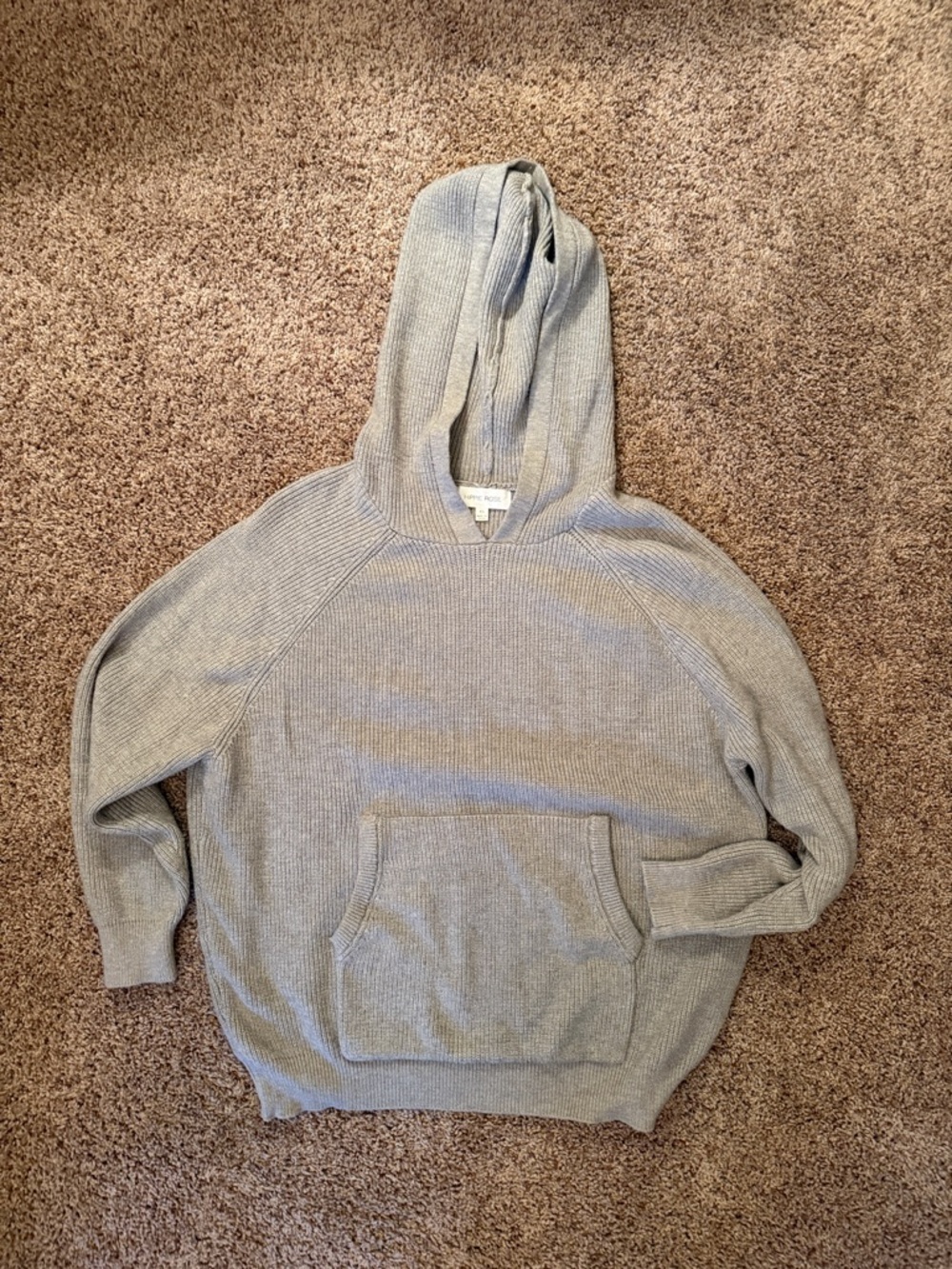 Hippie Rose Gray Hooded Sweater - XL